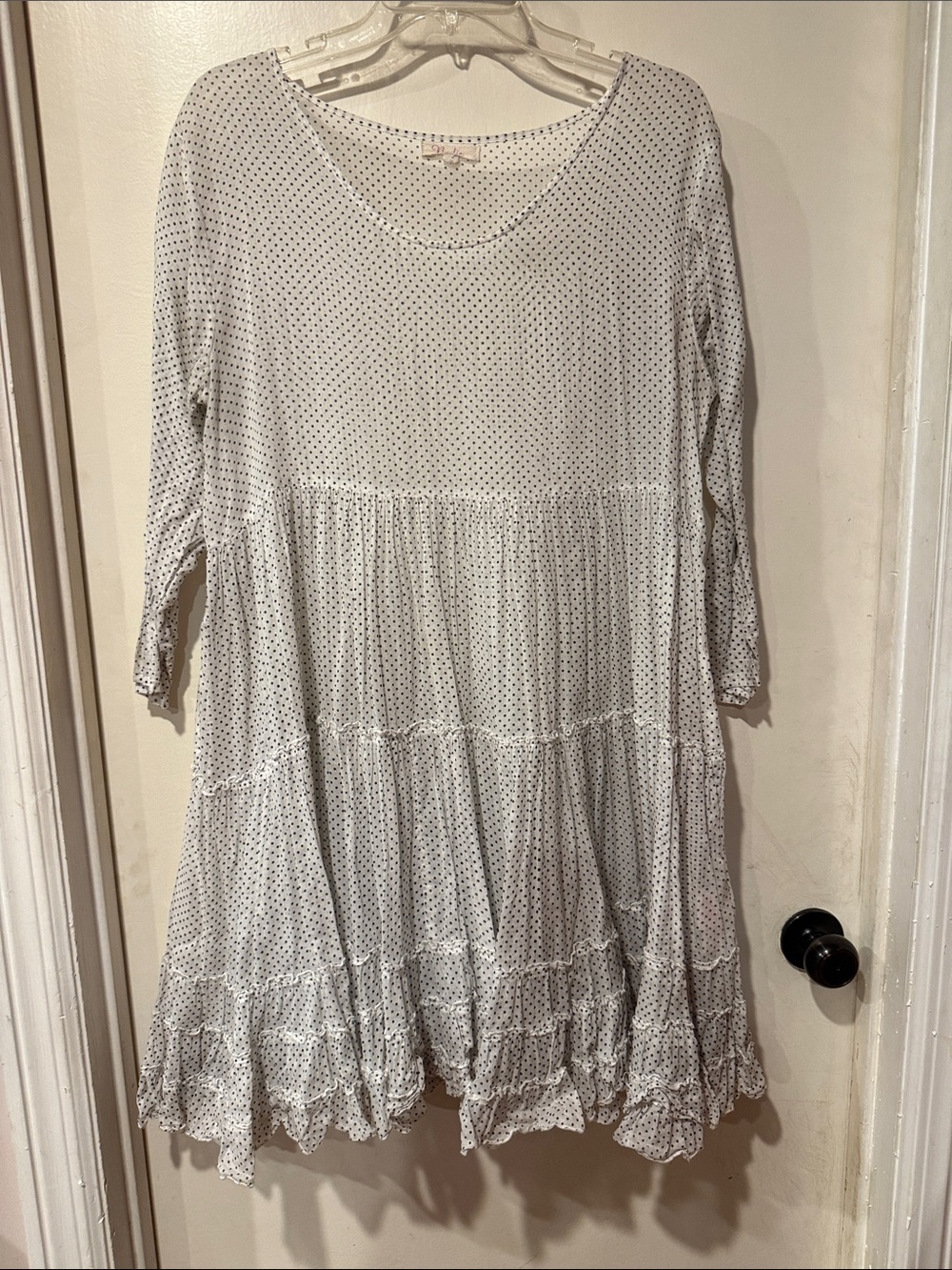 Nadir Positano White Polka Dot Tiered Babydoll Dress/ cover up: Large